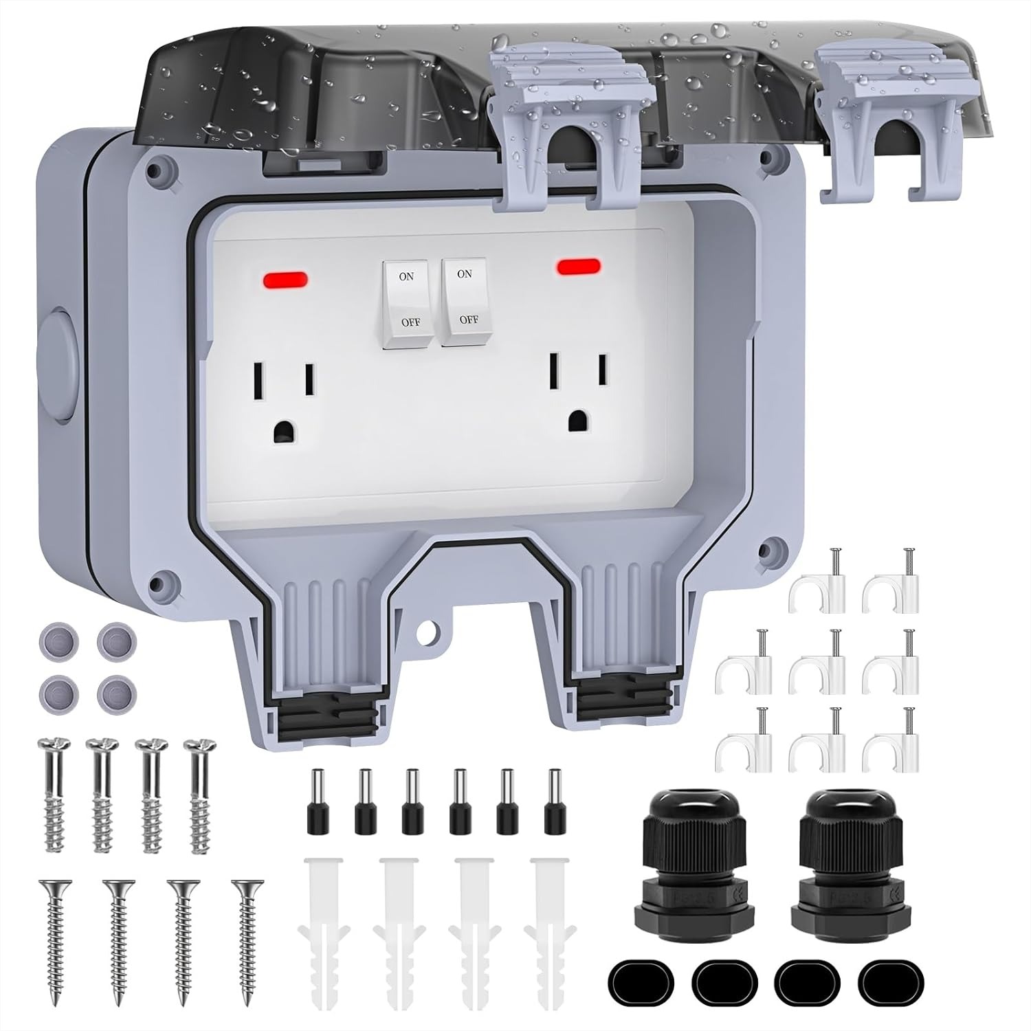 Outdoor Lighting No Outlet - IP66 Waterproof Outdoor Outlet with Cover,