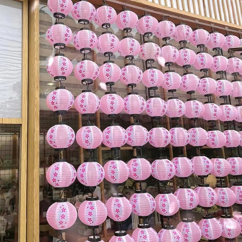 Outdoor Lighting Year Round - Waterproof Cherry Blossom Lantern Pink Japanese