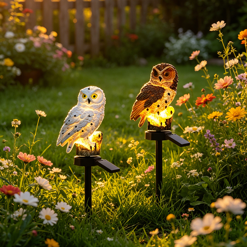 Outdoor Lighting Landscape - Owl Solar Light, Resin Owl Ground