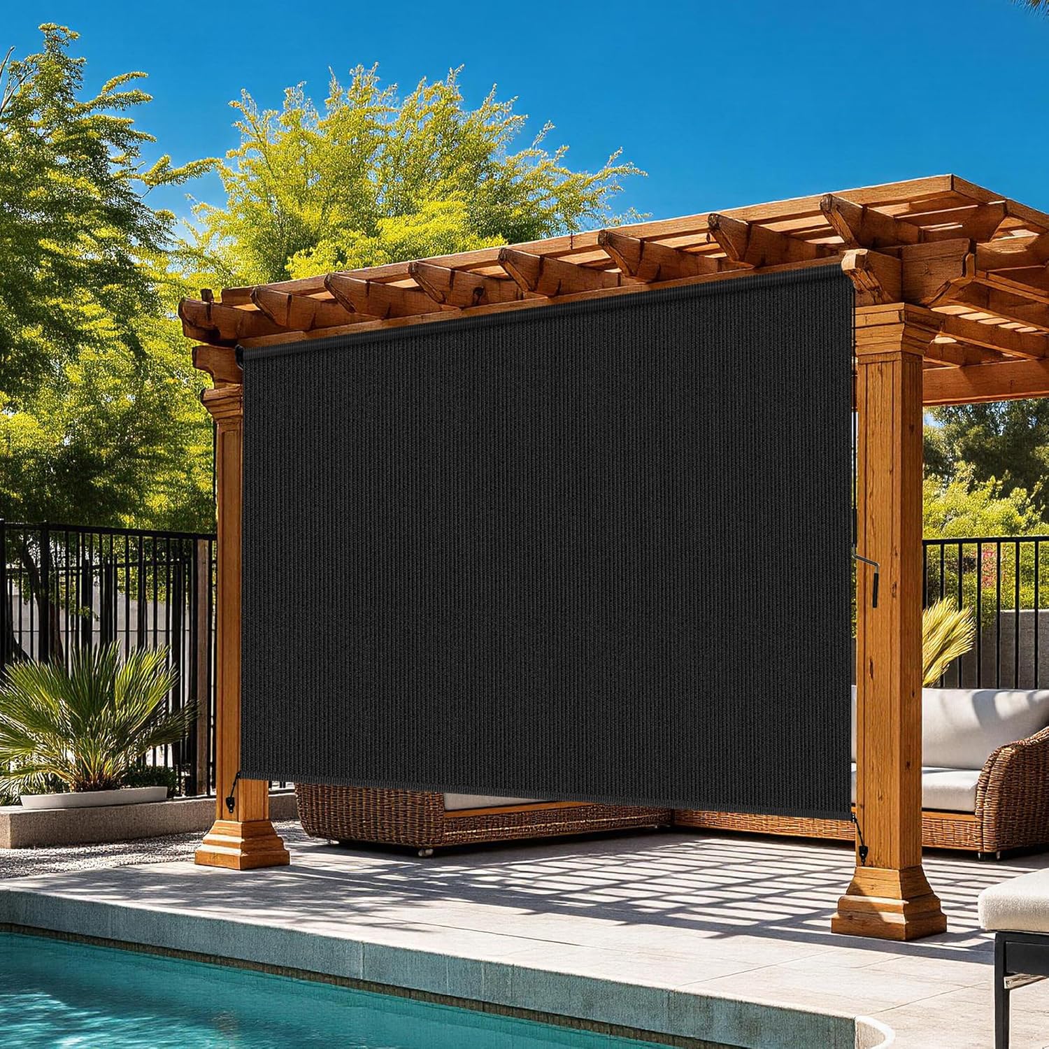 Outdoor Lighting Install - Outdoor Roller Shades for Patio, 90%