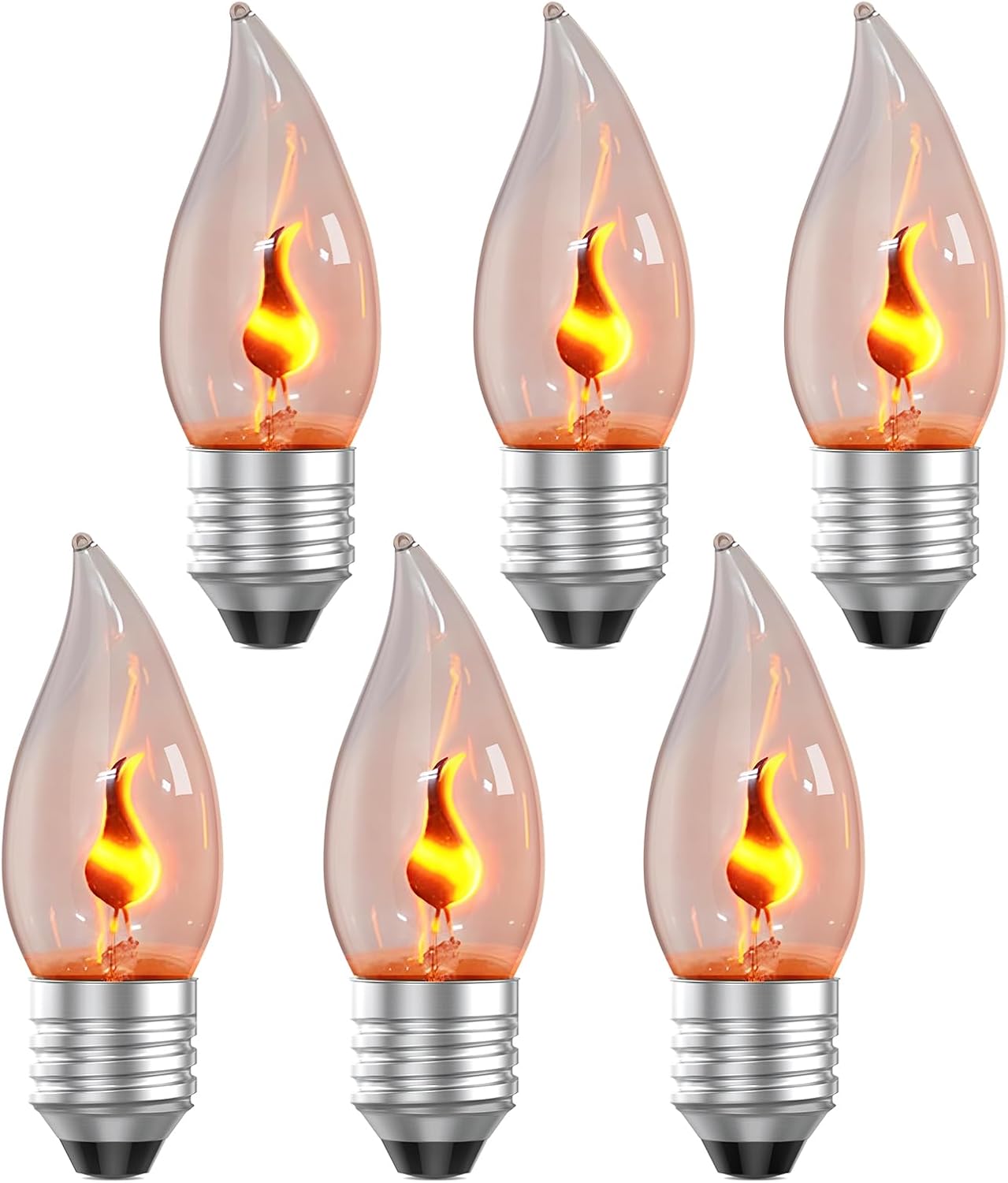Outdoor Lighting Halloween - E26 Flame Light Bulbs, Flickering Fire