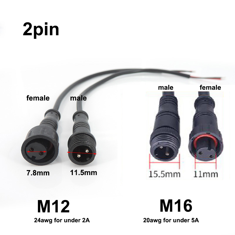 M12 M16 Waterproof 2 Pin core  - Outdoor Lighting Connectors recensie en prijs