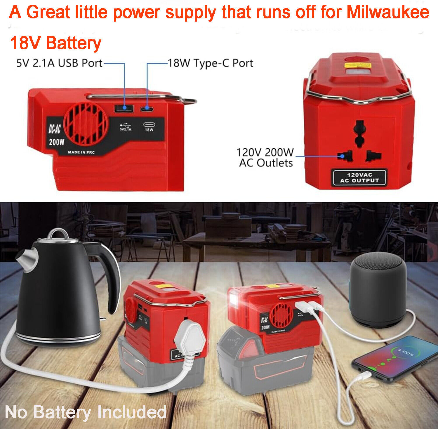 200W Portable Power Inverter 1 - Outdoor Lighting Battery Operated recensie en prijs