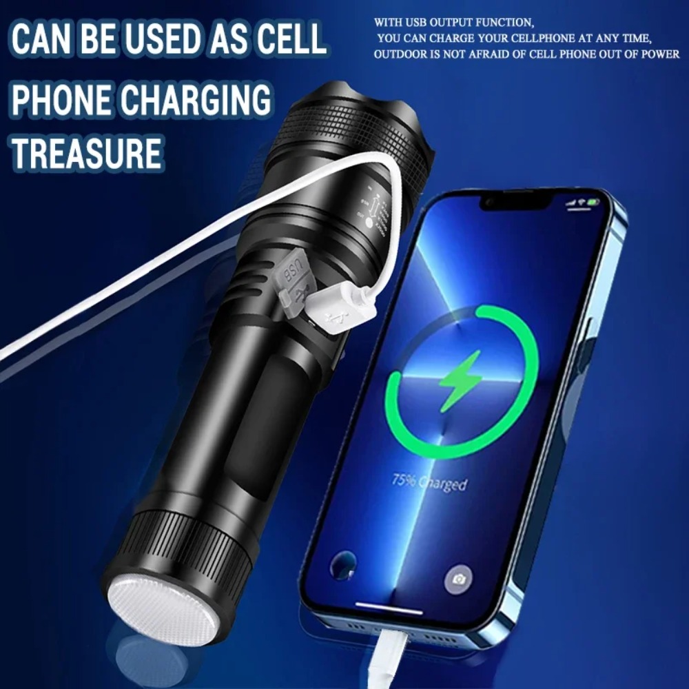 Powerful LED Flashlight USB Re - Outdoor Lighting Battery Operated recensie en prijs