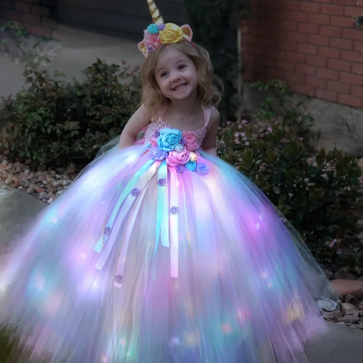 Gilrs Long LED Unicorn Tutu Dr - Outdoor Lighting Halloween recensie en prijs