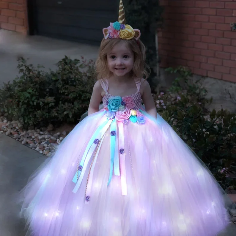 Gilrs Long LED Unicorn Tutu Dr - Outdoor Lighting Halloween recensie en prijs