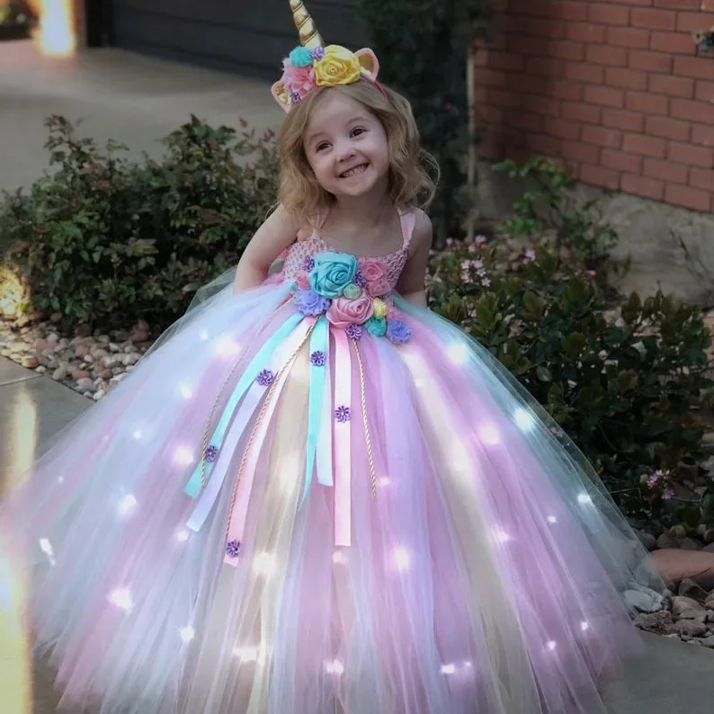 Gilrs Long LED Unicorn Tutu Dr - Outdoor Lighting Halloween recensie en prijs