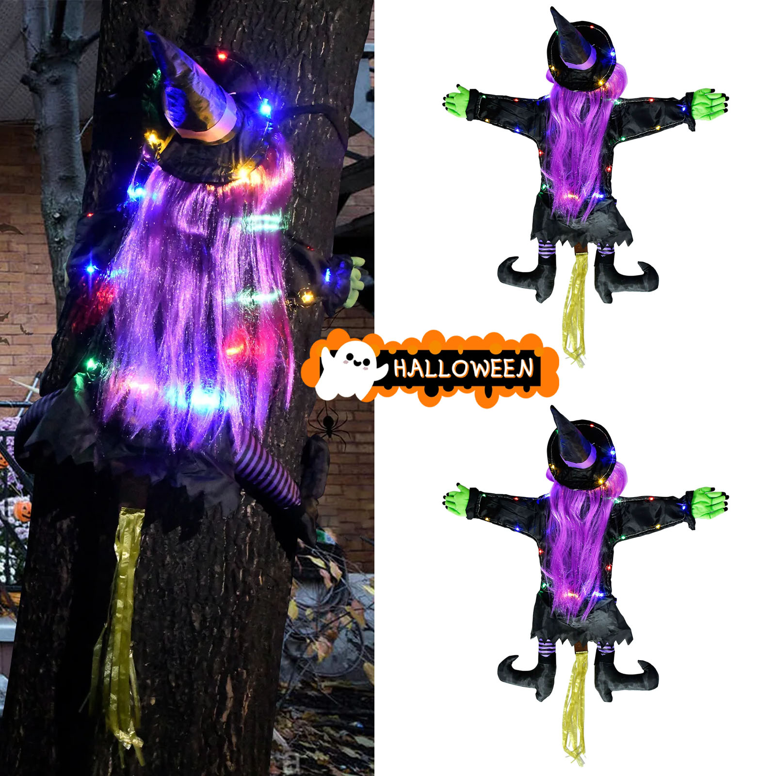 LED Witch Crashing Into Tree H - Outdoor Lighting Halloween recensie en prijs