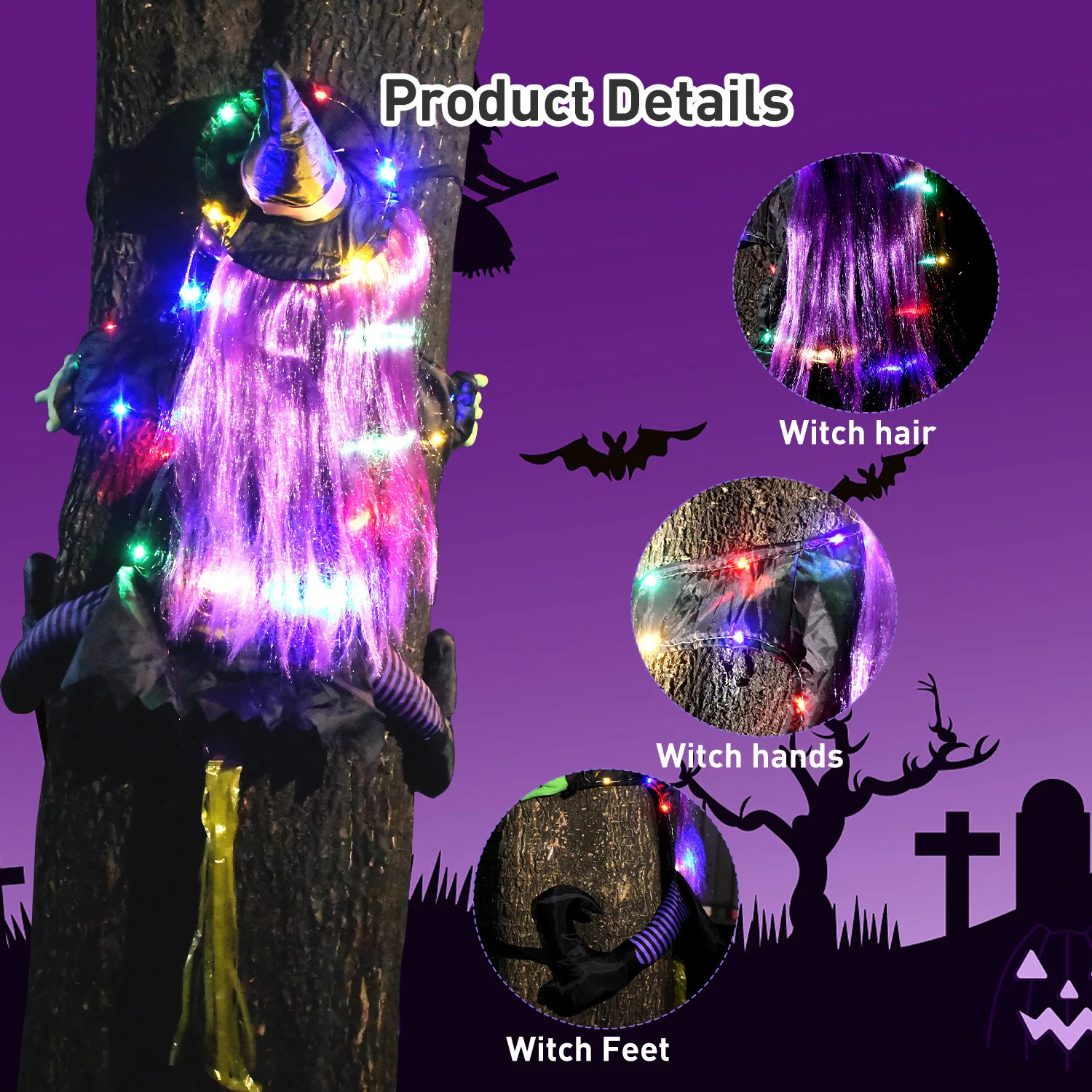 LED Witch Crashing Into Tree H - Outdoor Lighting Halloween recensie en prijs